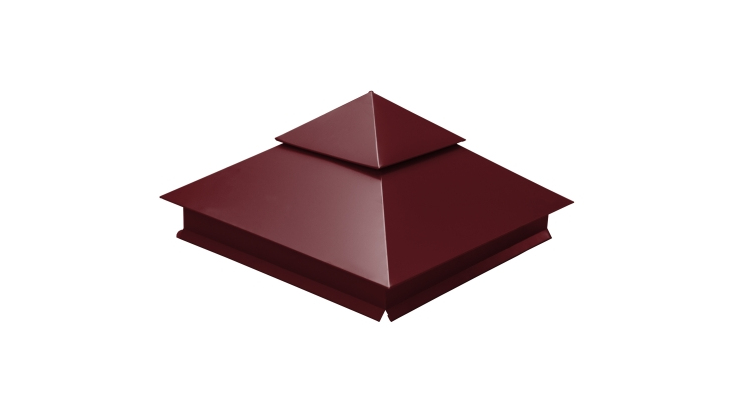 Колпак на столб двойной 390х390мм 0,45 PE с пленкой RAL 3005 красное вино