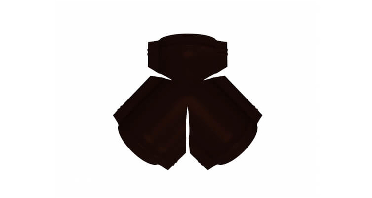 Тройник Y конька полукруглого 0,5 GreenCoat Pural BT с пленкой RR 32 темно-коричневый (RAL 8019 серо-коричневый)